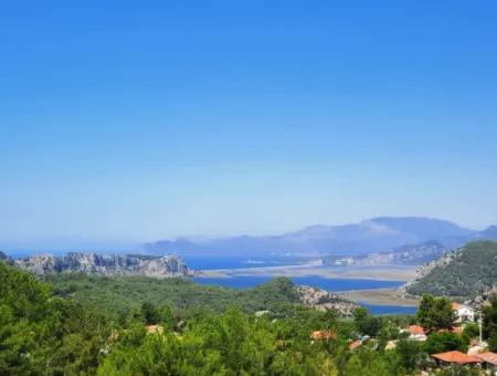 Dalyan Gökbelde See- Und Meerblick Freistehende Eigentumsurkunde Zum Verkauf 82 M2 Land Zum Verkauf